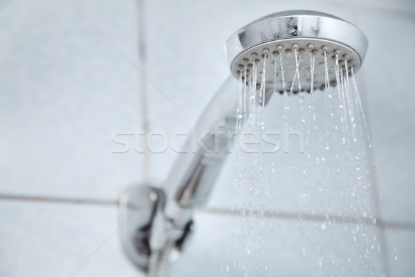 Zuhany fürdőszoba víz folyik fém szoba Stock fotó © Novic
