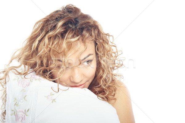 Stock photo: Romantic lady with pillow