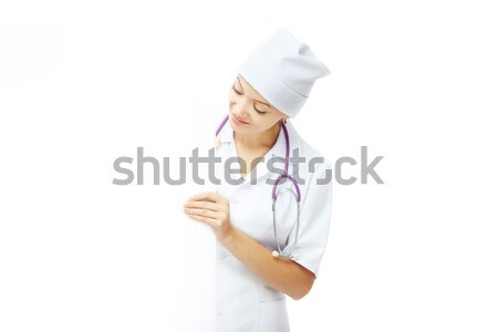 Foto d'archivio: Medico · cartellone · femminile · uniforme