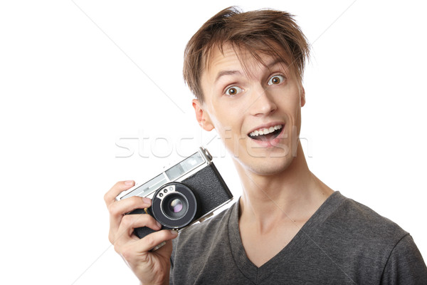 Fotografen jungen halten Jahrgang Film Foto Stock foto © Novic