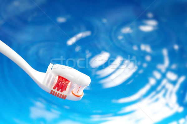 Zahnhygiene Foto Zahnbürste blau Wasser Stock foto © Novic