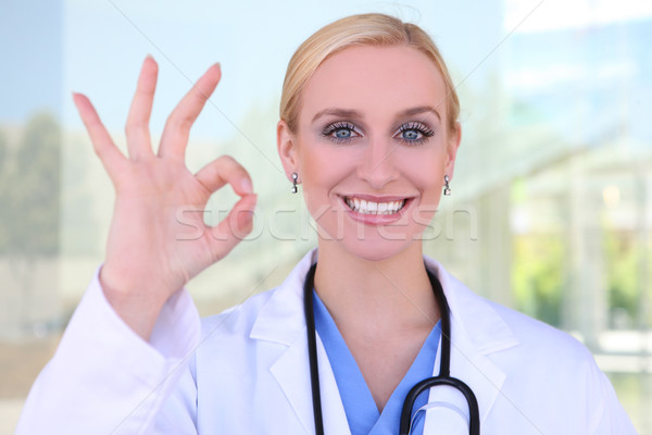 Bastante enfermeira hospital jovem mulher loira Foto stock © nruboc