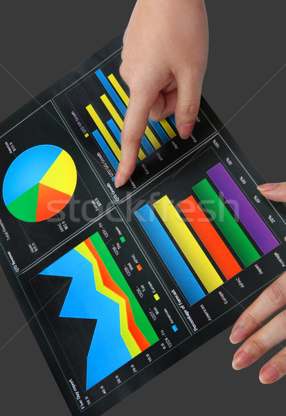 Nő mutat grafikon színes diagram kéz Stock fotó © nruboc