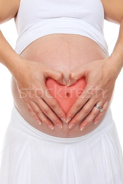Mulher grávida coração mãos bebê mulher menina Foto stock © nruboc