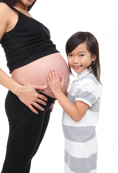 Girl Holding Baby Stomach Stock photo © nruboc