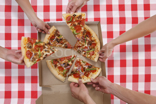 人 食べ ピザ グループの人々  スライス ストックフォト © nruboc