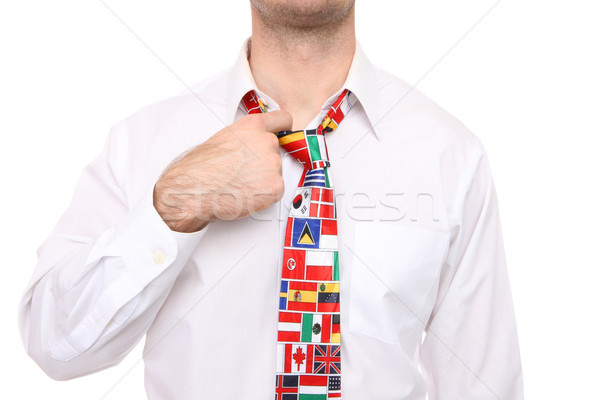 男子 旗 領帶 商人 國際 全球 商業照片 © nruboc