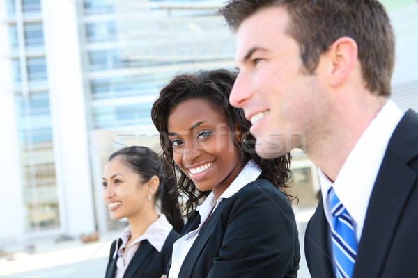 Aantrekkelijk business team man vrouw kantoorgebouw Stockfoto © nruboc