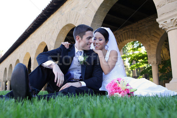 Mariée marié mariage belle élégant église Photo stock © nruboc