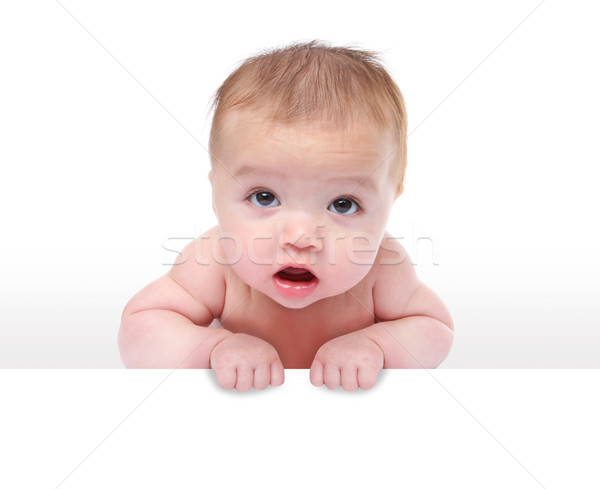 Cute Baby halten Zeichen jungen Säugling Stock foto © nruboc