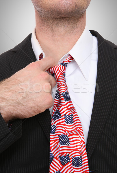 Stock fotó: üzletember · Egyesült · Államok · nyakkendő · Amerika · zászló · üzlet
