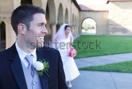 Stockfoto: Bruid · bruidegom · bruiloft · mooie · knap · kerk