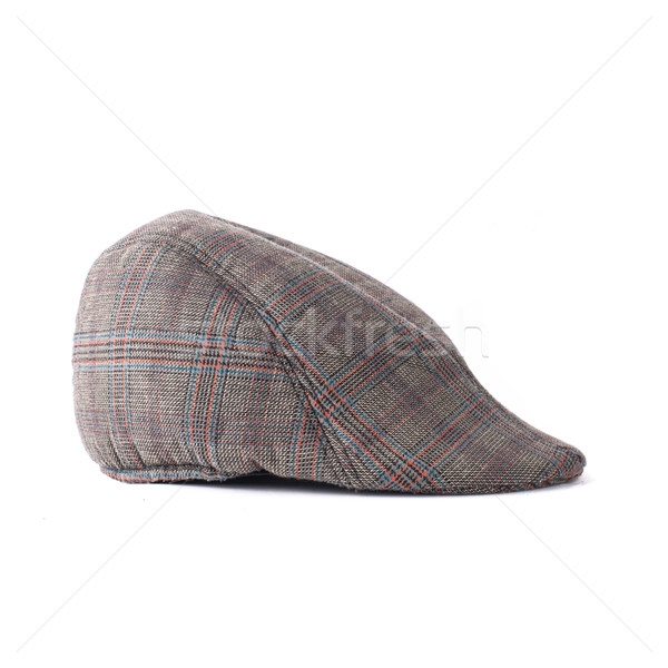 Flat cap in grey and brown tweed isolated on white background Stock photo © nuiiko