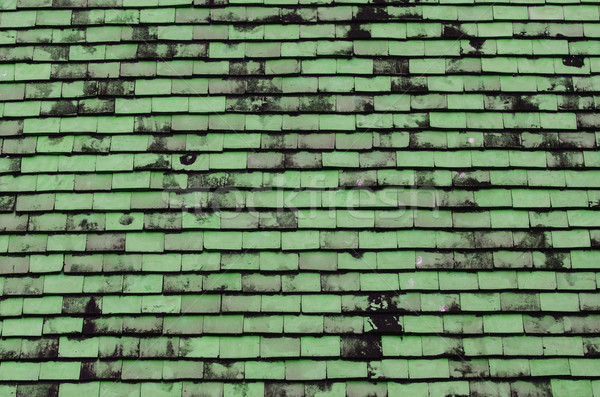 Green tiled roof for background usage Stock photo © nuiiko