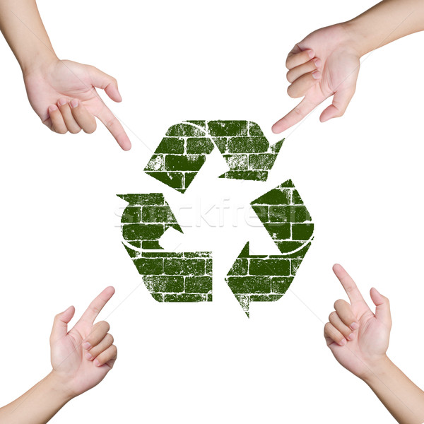 Hand pointing Recycle sign. Save the world concept  Stock photo © nuiiko