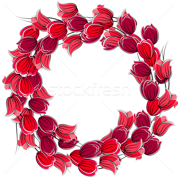Foto stock: Floral · quadro · tulipas · estilizado · vermelho · primavera