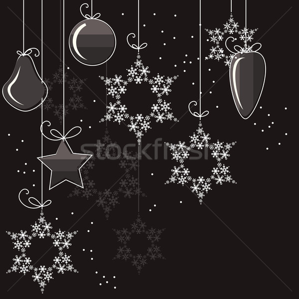 Dekorationen Schneeflocken weiß Kontur Weihnachtsbaum abstrakten Stock foto © nurrka