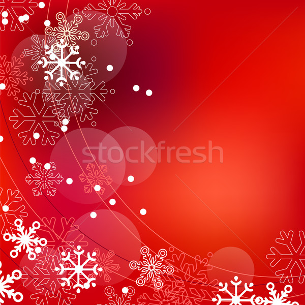 Noël élégante rouge contour flocons de neige heureux [[stock_photo]] © nurrka