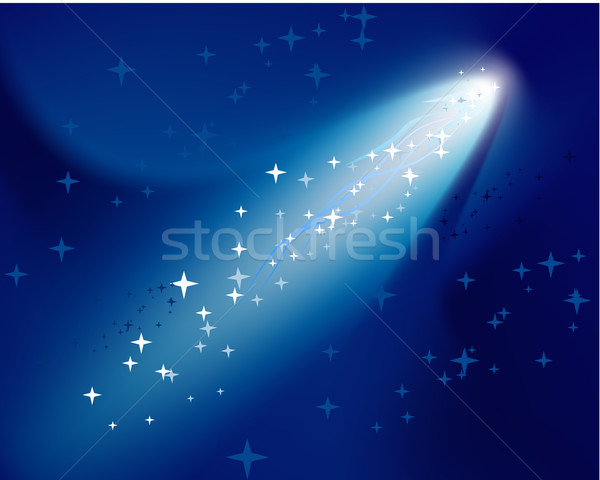 Kuyrukluyıldız karanlık mavi gökyüzü Yıldız gökyüzü Stok fotoğraf © nurrka