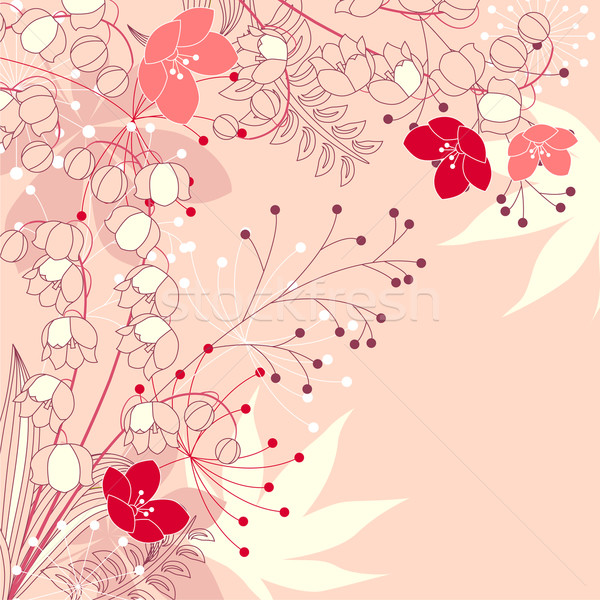 Floral stilisierten Blumen rosa Kontur Pflanzen Stock foto © nurrka