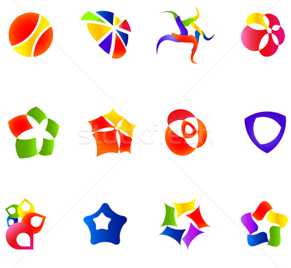 12 colorful vector symbols: (set 16) Stock photo © nurrka