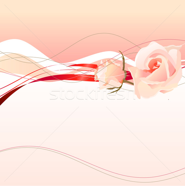 [[stock_photo]]: Cadre · rose · roses · carte · de · vœux · vagues · fleur