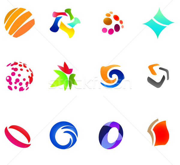 12 colorful vector symbols: (set 24) Stock photo © nurrka
