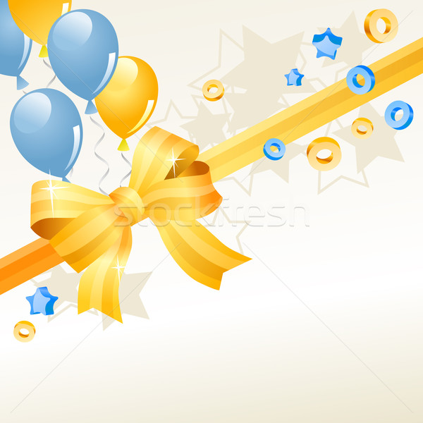 Kartkę z życzeniami balony złota łuk niebieski Zdjęcia stock © nurrka