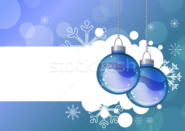 Blau hängen Kugeln Weihnachten Schneeflocken abstrakten Stock foto © nurrka