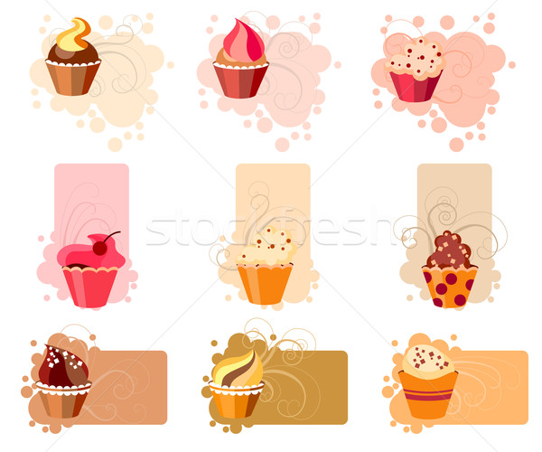 Farbenreich Cupcake Set unterschiedlich Frames Stock foto © nurrka