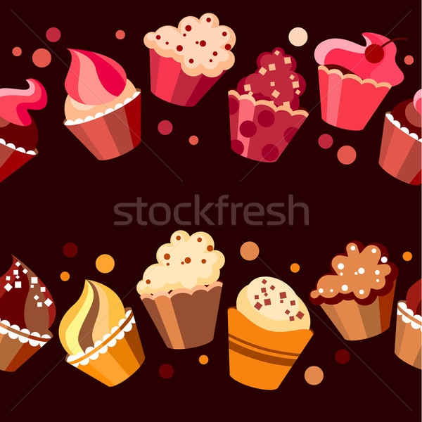 Two seamless cupcake borders Stock photo © nurrka
