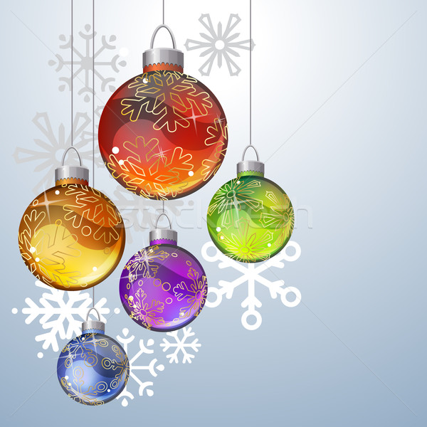 Weihnachten Glas Kugeln Kontur Schneeflocken Design Stock foto © nurrka