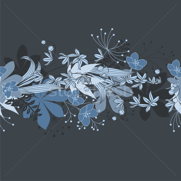 Seamless horisontal floral blue pattern Stock photo © nurrka