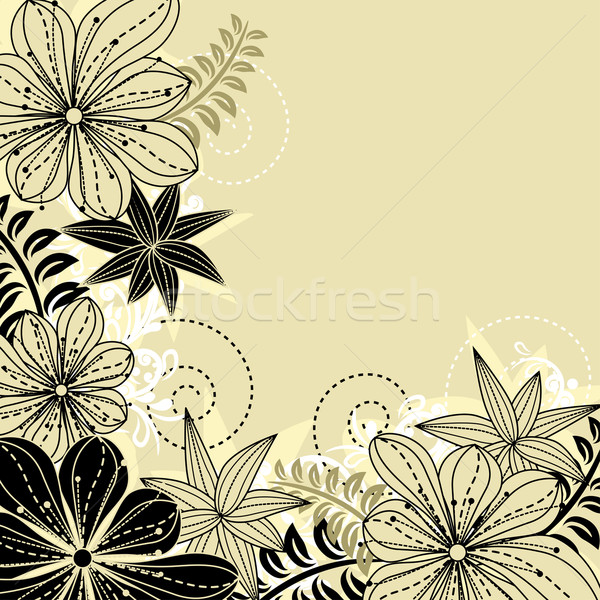 Floral pastel cadre contour fleurs beige [[stock_photo]] © nurrka