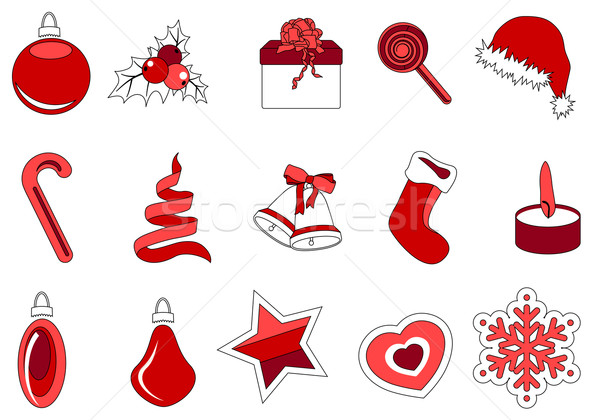 Collectie verschillend christmas iconen Rood gestileerde Stockfoto © nurrka