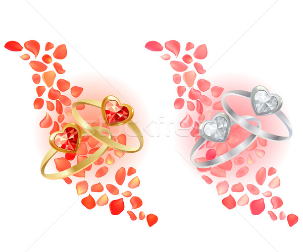 Deux anneaux pétales de rose rose beauté art [[stock_photo]] © nurrka