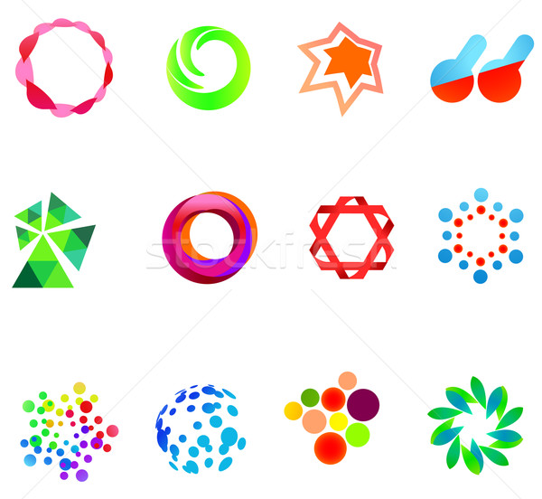 12 colorful vector symbols: (set 21) Stock photo © nurrka