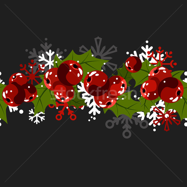 Motif de noël Berry blanche flocons de neige heureux [[stock_photo]] © nurrka