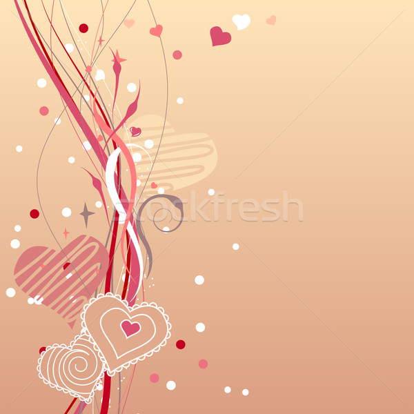 Contour rouge coeurs pastel Valentin carte de vœux [[stock_photo]] © nurrka