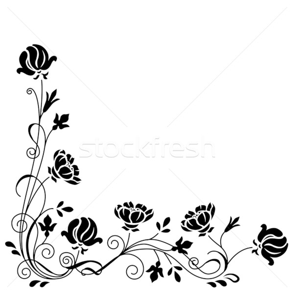 Stylisé floral modèle blanc noir tourbillon branche [[stock_photo]] © nurrka