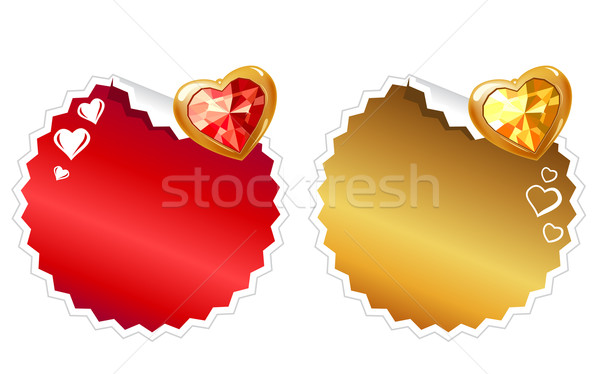 Autocollants coeurs deux coeur rouge [[stock_photo]] © nurrka