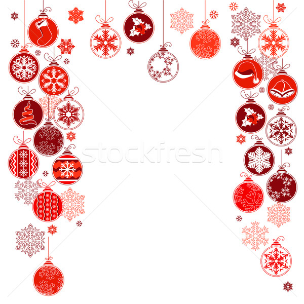 Blank Christmas frame with hanging balls Stock photo © nurrka