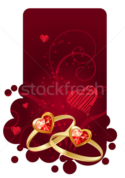 Stock photo: Two rings on red frame