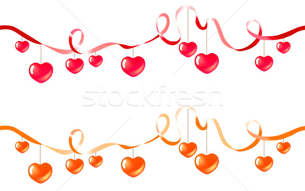 Twee harten naadloos zijde opknoping Stockfoto © nurrka