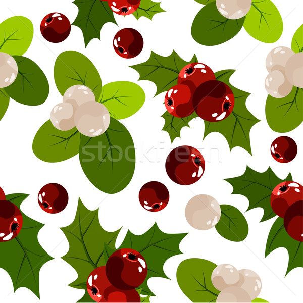 Seamless christmas pattern with holly berry Stock photo © nurrka