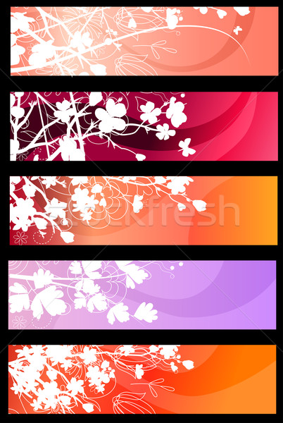 Floral Frühling rot Banner vier horizontal Stock foto © nurrka