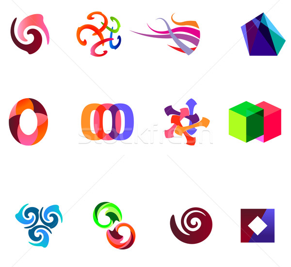 Stock photo: 12 colorful vector symbols: (set 19)