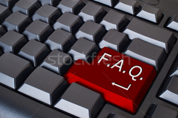 Czerwony faq przycisk czarny klawiatury komputera Zdjęcia stock © nuttakit
