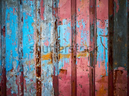 赤 青 色 塗料 金属 壁 ストックフォト © nuttakit