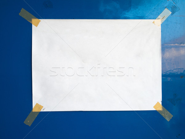 Beyaz kâğıt bağlı plastik bant mavi Stok fotoğraf © nuttakit